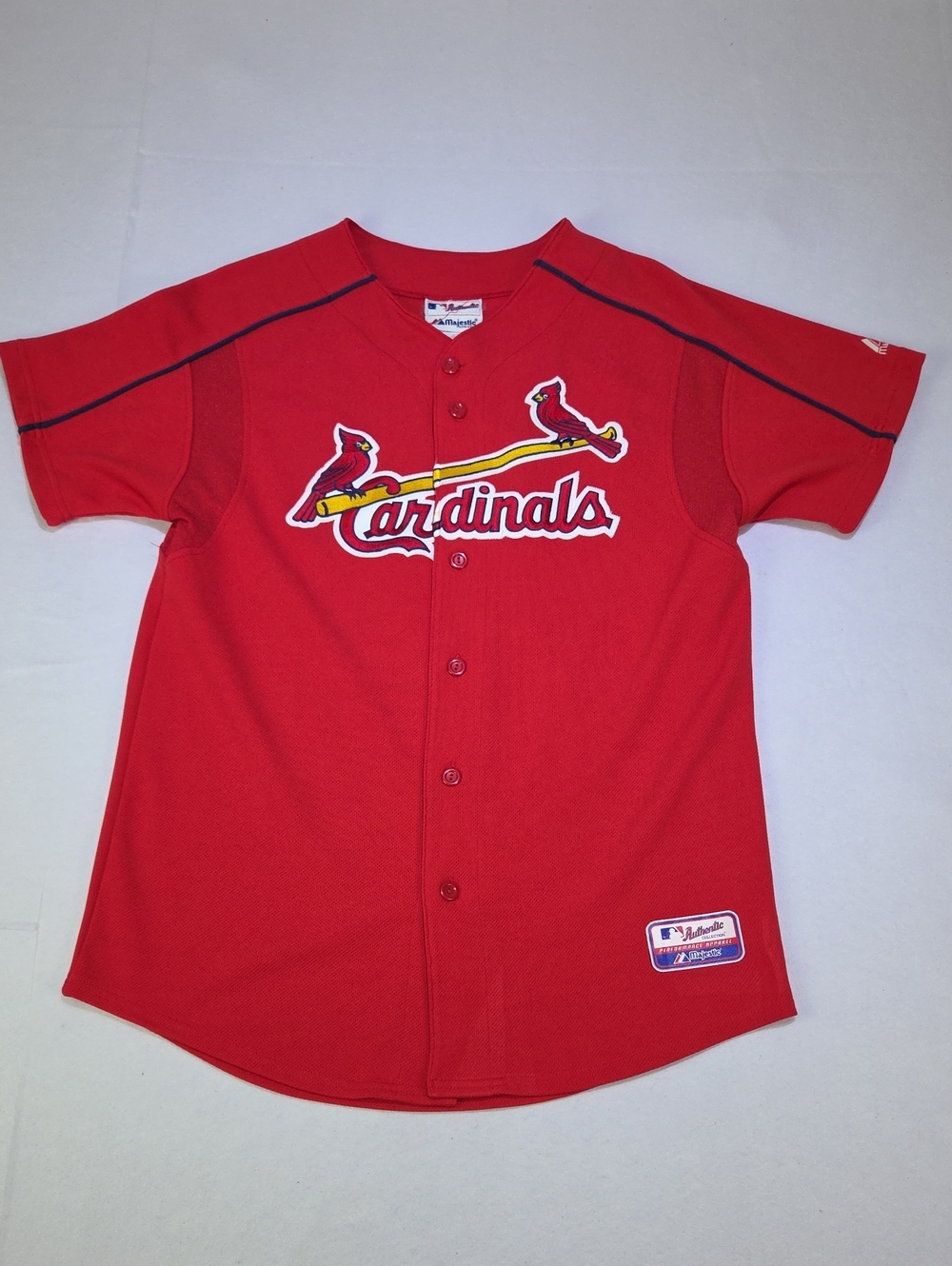 Majestic St Louis Cardinals #5 Pujols Red Button-Front Youth Jersey Size XL